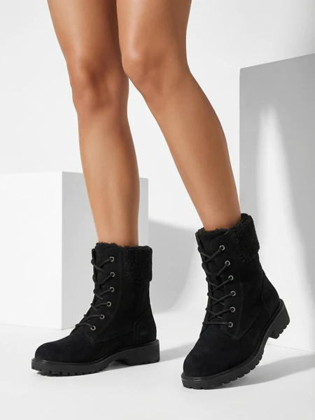 Еко замшеві шнуровані жіночі ботильйони Trevolla