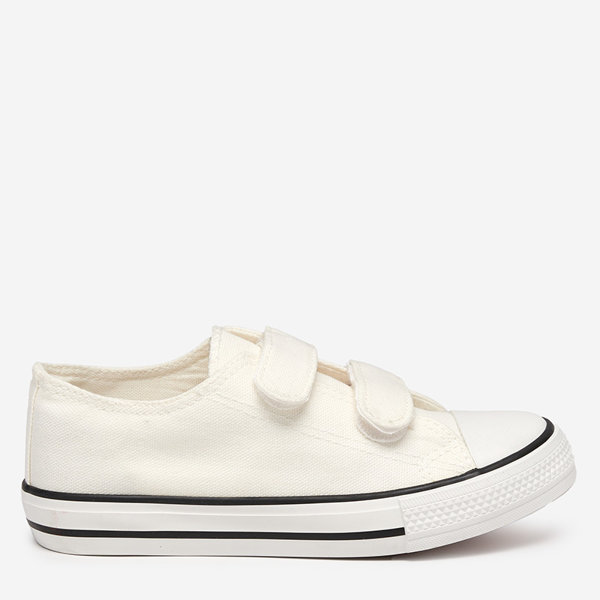 Weiße und ecrufarbene Mädchen-Sneakers mit Klettverschluss Bovis - Footwear