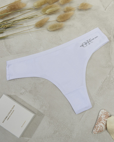 Weißer Damen-String aus Baumwolle - Unterwäsche
