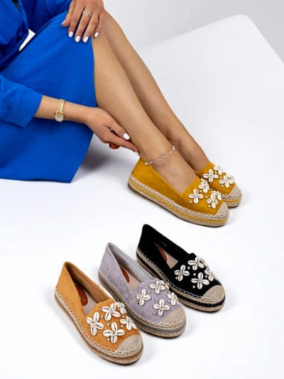 Schwarze Plateau-Espadrilles für Damen mit Verzierungen Izira - Schuhe