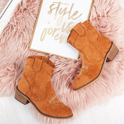 Коричневі ковбойські чоботи на низьких підборах Торонто - Взуття 1