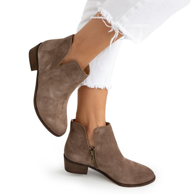 Braune Ballo-Stiefeletten mit flachen Absätzen für Damen - Schuhe