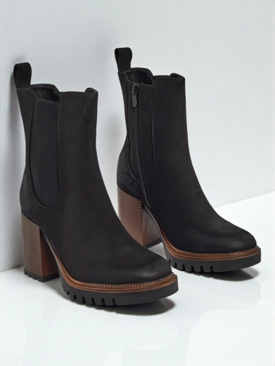 Damen Stiefeletten Soreya aus Wildlederimitat mit Blockabsatz