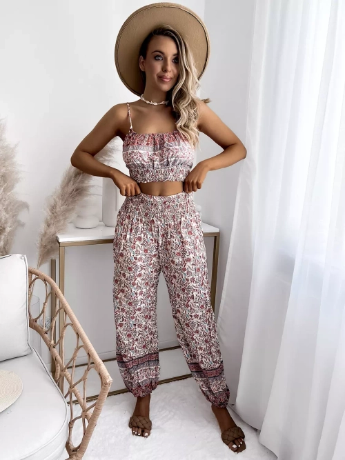 Бежевий жіночий комплект з принтом - Одяг