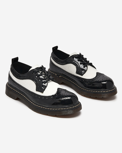 Schwarz-weiß lackierte Damen-Schnürschuhe Vyvana- Footwear