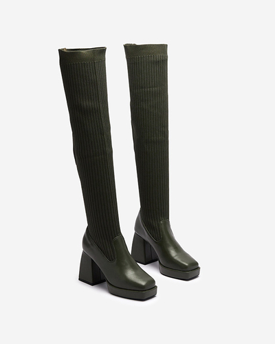 Dunkelgrüne Overknee-Stiefel für Damen Sarioga - Footwear