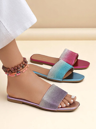 Royalfashion Damen-Pantoletten mit Zirkonia ShinyGlow