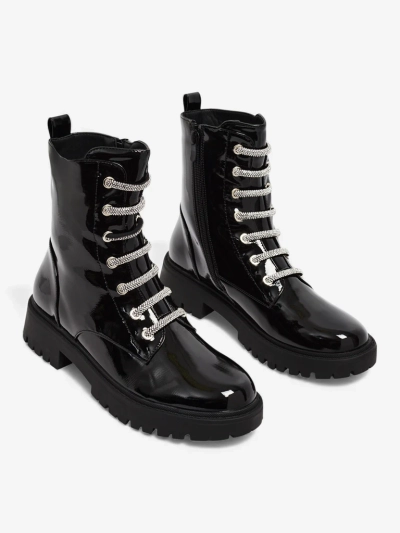 Lackierte Damenstiefeletten mit Schnürung Velmini