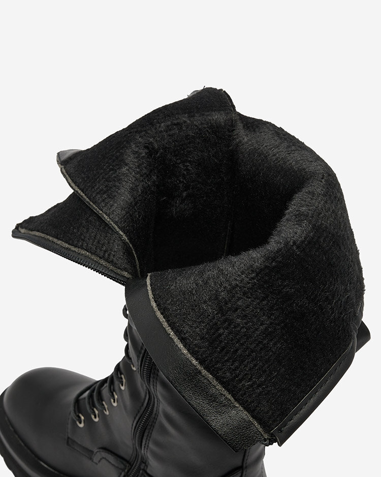 Royalfashion Schwarzer Damenschnürstiefel Decovbo