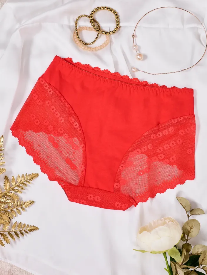 Royalfashion Baumwoll-Lace Damen Hipster-Unterwäsche PLUS SIZE