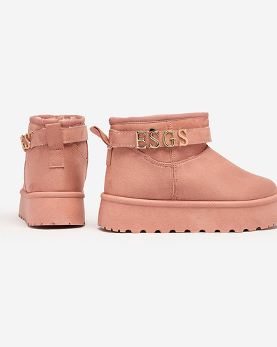 Royalfashion Hellbraune Damenschuhe a'la Schneestiefel mit Ornament Parisela