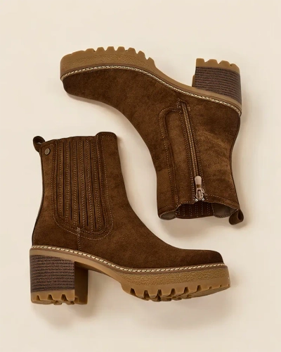 Royalfashion Eco-Wildleder Damen Stiefeletten auf einem Pfeiler Segiag