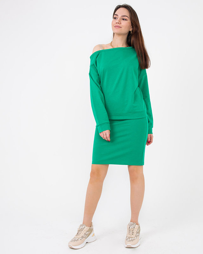 Set aus grüner Bluse und Rock für Damen - Kleidung