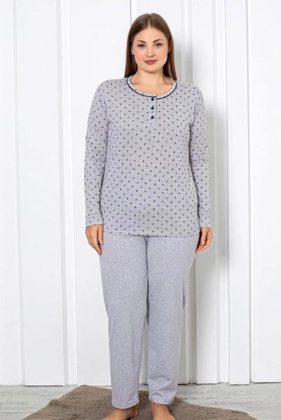 Royalfashion Damen Baumwolle 2-teiliger Schlafanzug im Herzdesign XXL