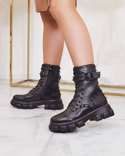 Royalfashion Damen Baggerstiefel in schwarz Dzettey