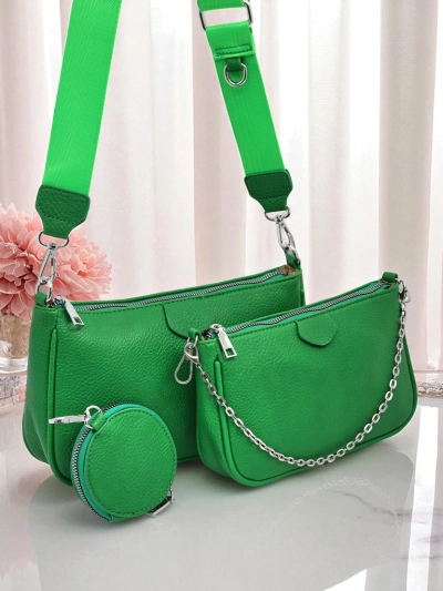 Damenhandtasche Pola Verde – grün, Öko-Leder, 3in1, stilvoll