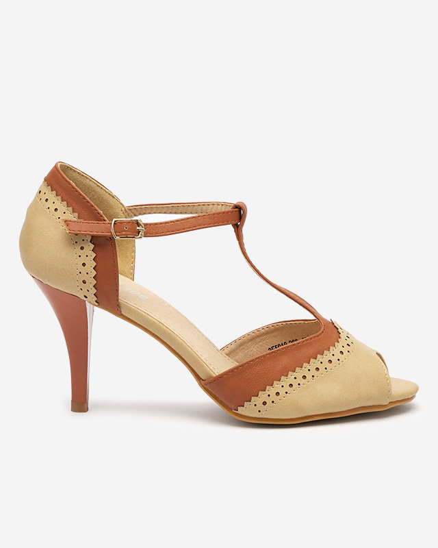 Damenpumps in Beige und Camel auf Stilettoabsatz mit Ausschnitten Shally - Footwear