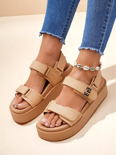Damen Sandalen Royalfashion Beige Lavinia mit Plateau – bequemer Sommer