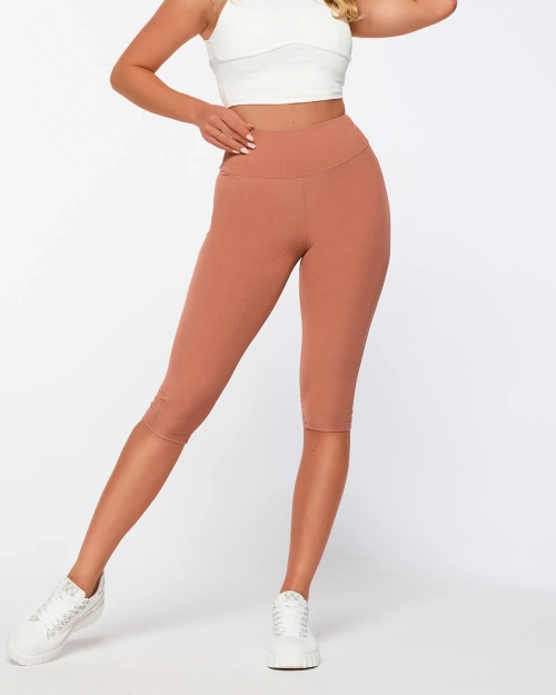 Коричневі жіночі ребристі лосини для велоспорту - Одяг