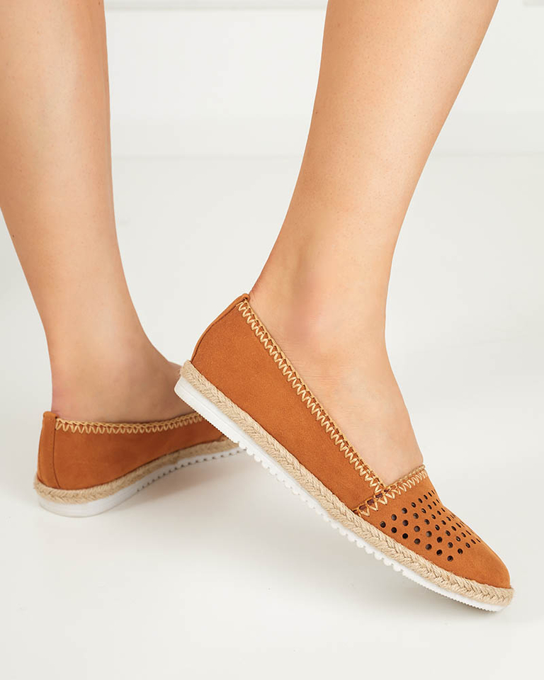 OUTLET Durchbrochene Damen-Espadrilles zum Hineinschlüpfen in Camel Terila - Footwear