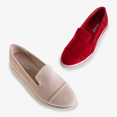 OUTLET Beige Mokassins für Damen auf einem niedrigen Keil Dardariel - Schuhe