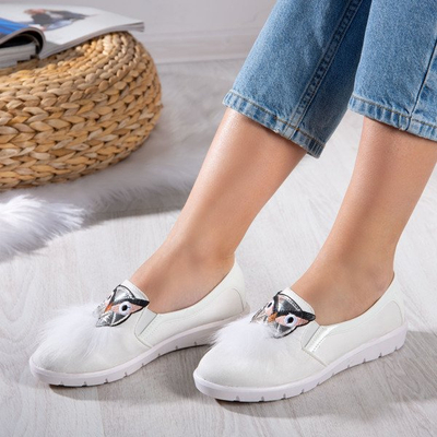 Weißer Slip-On mit dekorativer Eule Howlet - Footwear 1