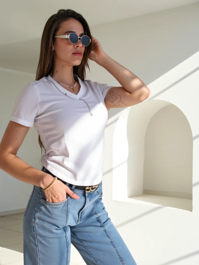 Royalfashion Damen Baumwoll-Crop-Top