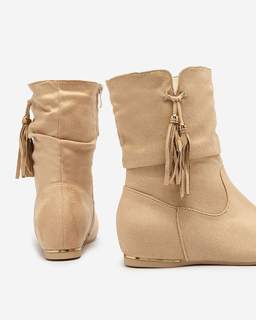 Бежеві черевики з екозамші Royalfashion з прихованим якорем Чудові