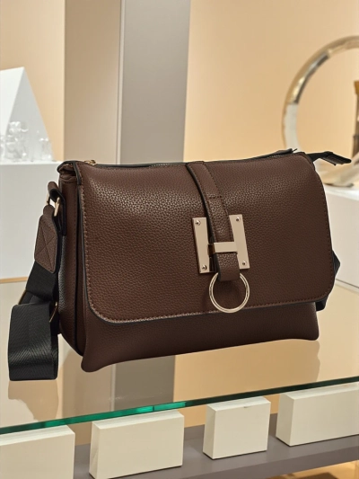 Venezia Elegante Handtasche aus Öko-Leder in Dunkelbraun