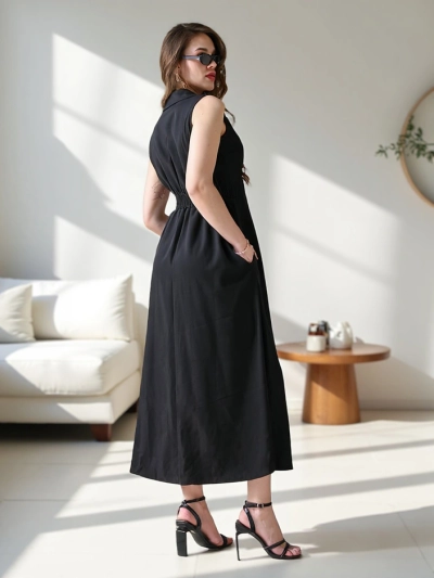 Royalfashion Damen ärmelloses Kleid mit Wickelausschnitt Bizness