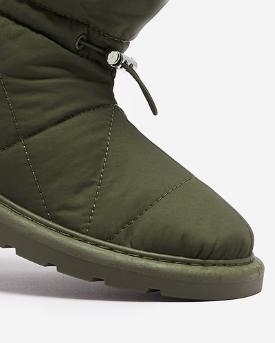 Dunkelgrüne Damen Isolierte Stiefel a'la Schneestiefel Kaliolen - Footwear