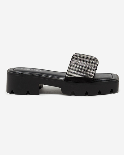 Schwarze Damen Flip-Flops mit Zirkonen Emkoy - Footwear