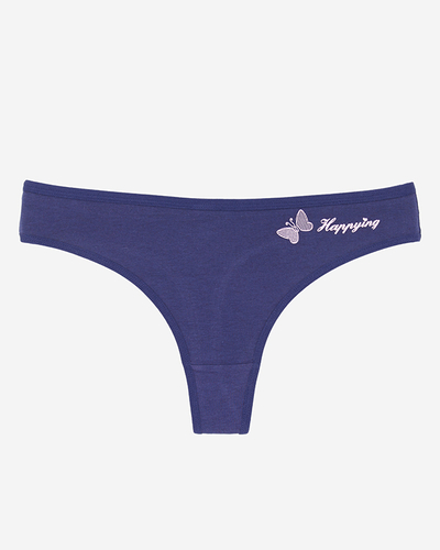 Klassische Damen-Strings aus Baumwolle in Marineblau - Unterwäsche