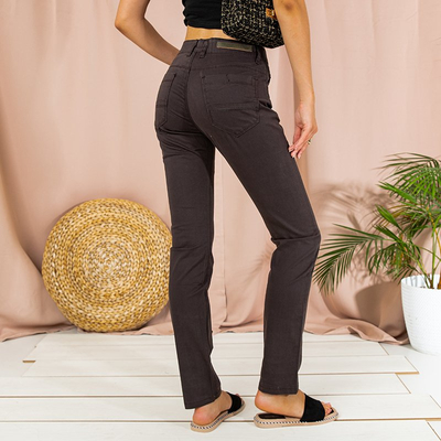 Dunkelgraue gerade Damenhose - Kleidung