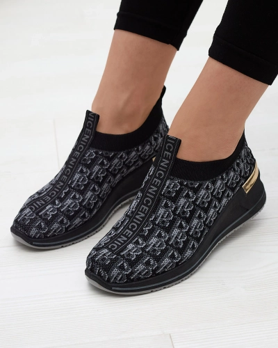 Schwarz-graue Damen-Slipper mit Aufdruck Scerpa- Footwear