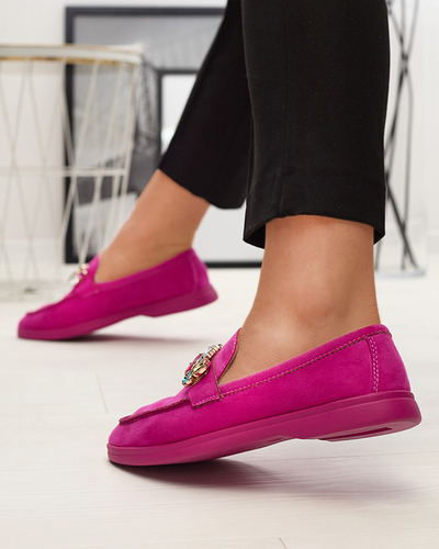 Eco Wildleder fuchsia Damen Mokassins mit dekorativen Kristallen Nellens- Footwear