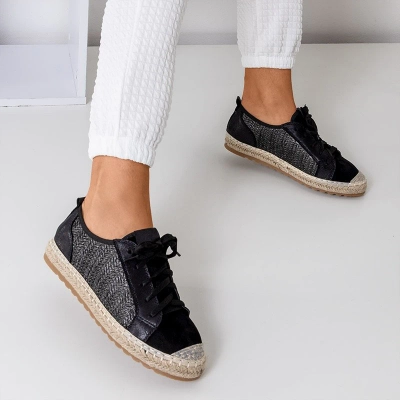 OUTLET Schwarze Damen-Sneaker a'la Espadrilles Fesmav - Schuhe
