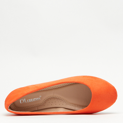 Royalfashion Orange Öko-Wildleder Damen Ballerinas Marius