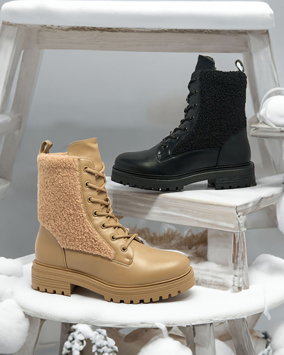 Жіночі черевики на шнурівці з овчиною Royalfashion Setrica