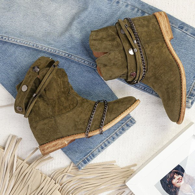 Grüne Cowboystiefel auf einem Innenkeil Salem - Footwear