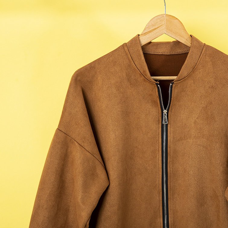 Braune Wildlederjacke für Damen - Kleidung