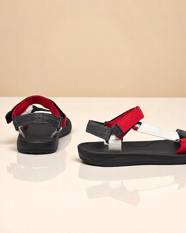 Luna Damen Sandalen Rot-Schwarz Synthetisch für den Sommer