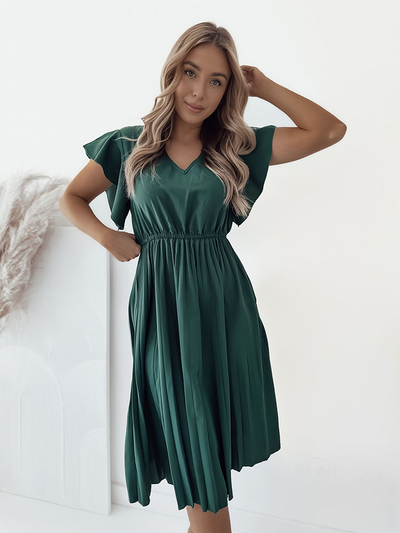Royalfashion Damen plissiertes Midikleid