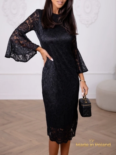 Elegantes Damen-Midikleid aus Spitze mit weiten Ärmeln Holly Wow