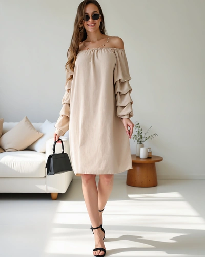 Royalfashion Glattes Damenkleid a'la Spanisch mit Rüschen