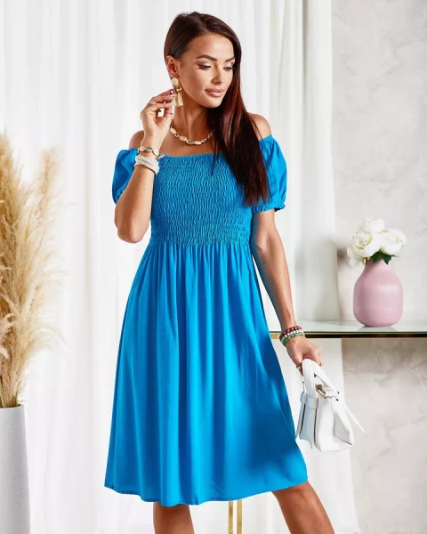 Royalfashion Türkisfarbenes Damen-Minikleid a'la hiszpanka