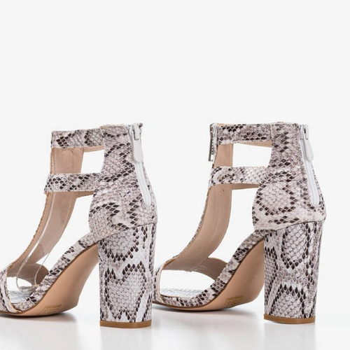 Білі босоніжки в візерунку змії Mamba - Взуття 1