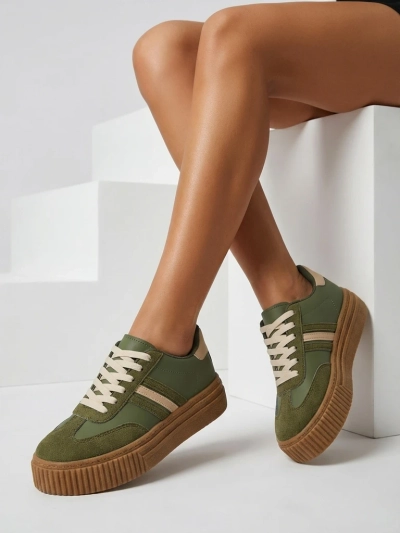 Damen-Sneakers Flora Grün Ökologisch Bequem für den Frühling