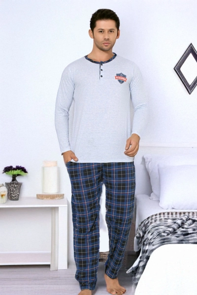 Royalfashion Herren Baumwoll-Karo-Pyjama