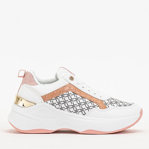 Білі жіночі кросівки з рожевими вставками Weniso